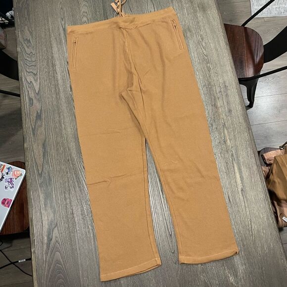 NWT Skims Waffle Knit Pants Loose Fit High Rise Straight Leg Camel Brown 3XL - Picture 1 of 10